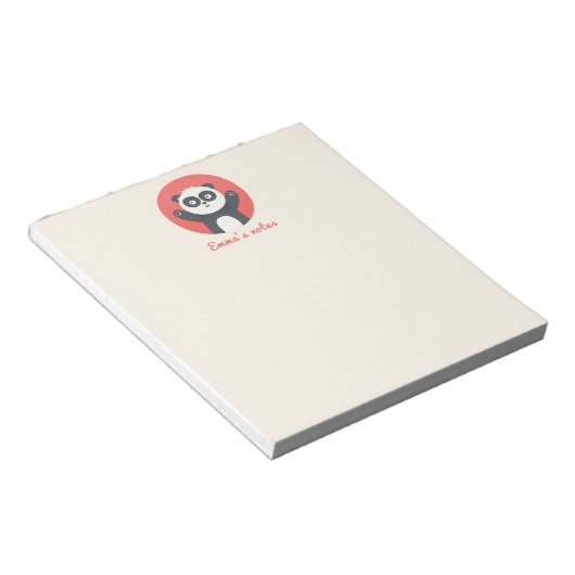 Cute Panda Bear - Personalized Kids Notepad ノートパッド (アングル)