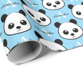 Cute Panda Bear – Personalized Monogram  ラッピングペーパー (ロールコーナー)