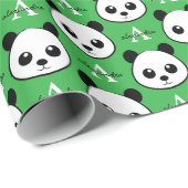Cute Panda Bear – Personalized Monogram  ラッピングペーパー (ロールコーナー)