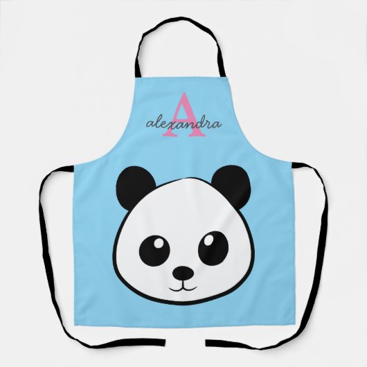 Cute Panda Bear – Personalized Monogram Kitchen エプロン (正面)