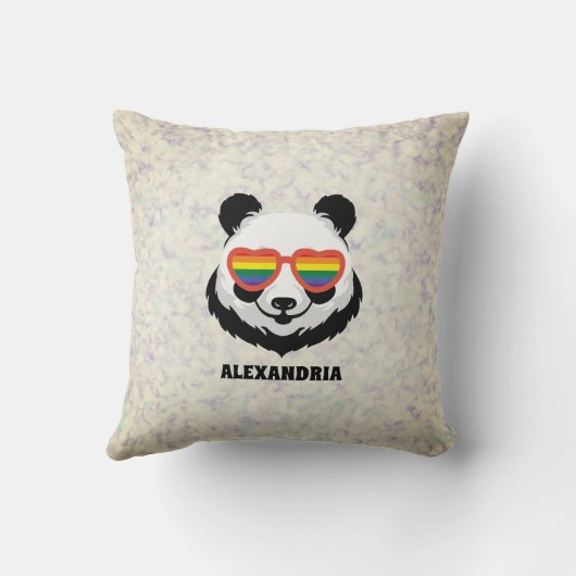 Cute Panda Bear | Rainbow | LGBTQ クッション (裏面)