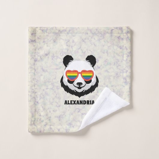 Cute Panda Bear | Rainbow | LGBTQ バスタオルセット (ウォッシュタオル)