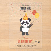 Cute Panda Bear Theme Kawaii Kids Birthday Party アクリル招待状 (正面)