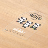 Cute Panda Bear Theme Kawaii Kids Birthday Party アクリル招待状 (レイダウン)