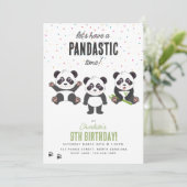 Cute Panda Bear Theme Kawaii Kids Birthday Party 招待状 (スタンド正面)