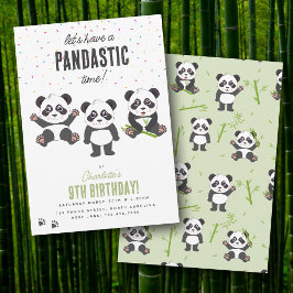 Cute Panda Bear Theme Kawaii Kids Birthday Party 招待状