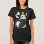 Cute Panda Bear with Hot Coffee Sarcasm Funny Pand Tシャツ (正面)