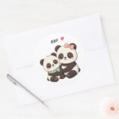 Cute Panda BFF – Bestie Friendship Sticker ラウンドシール (封筒)