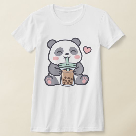 Cute Panda Boba Tea Women’s Slim Fit Tee Tシャツ (レイダウン)