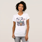 Cute Panda Boba Tea Women’s Slim Fit Tee Tシャツ (正面フル)