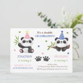 Cute Panda Boy and Girl Joint Birthday  招待状 (スタンド正面)
