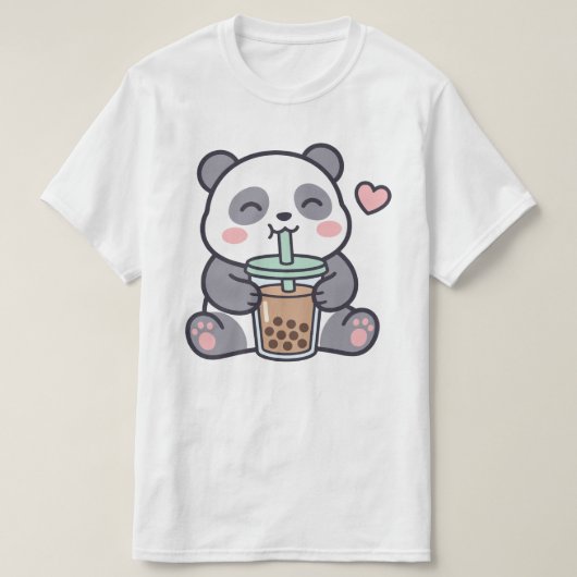 Cute Panda Bubble Tea Value T-Shirt Tシャツ (デザイン正面)