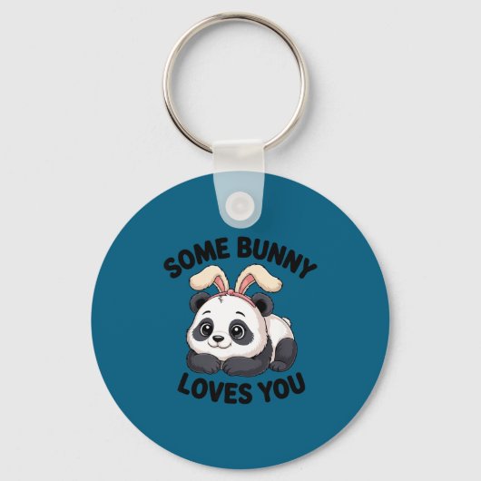 Cute Panda Bunny Some Bunny Loves You  キーホルダー (正面)