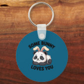 Cute Panda Bunny Some Bunny Loves You  キーホルダー (正面)
