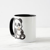 Cute Panda Coffee – Kawaii Panda Holding Coffee マグカップ (正面左)