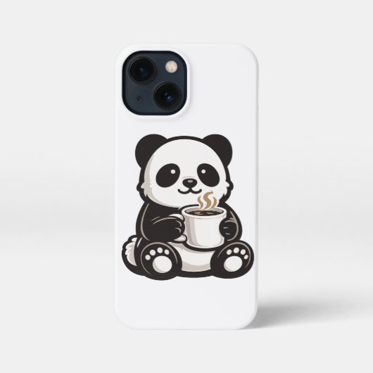 Cute Panda Coffee – Kawaii Panda Holding Coffee  iPhoneケース (裏面)