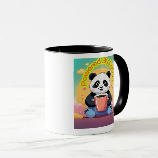 Cute Panda Coffee Mug – “Powered by Coffee”  マグカップ (正面右)