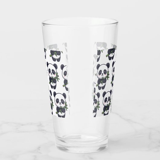 Cute Panda Drinking Glass – Seamless Pattern タンブラーグラス (右)