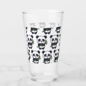 Cute Panda Drinking Glass – Seamless Pattern タンブラーグラス (正面)