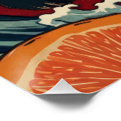 Cute Panda Eating Ramen in Japanese Ukiyo-e Style  ポスター (コーナー)