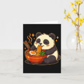 Cute Panda Eating Ramen Noodles  カード (黄色い花)