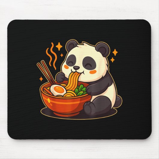 Cute Panda Eating Ramen Noodles  マウスパッド (正面)