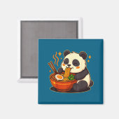 Cute Panda Eating Ramen Noodles  マグネット (正面/裏面)