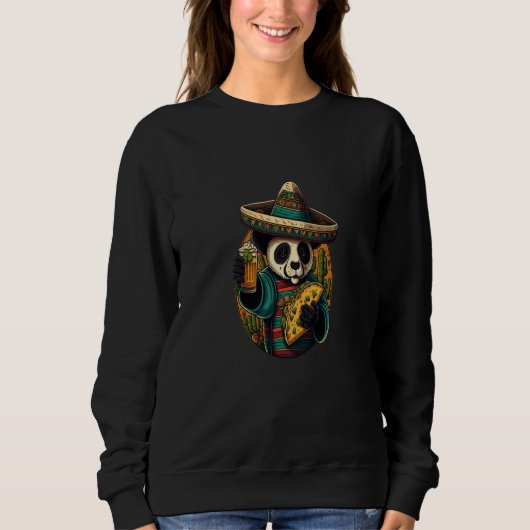 Cute Panda Eating Tacos Mexican Panda Bear Taco スウェットシャツ (正面)