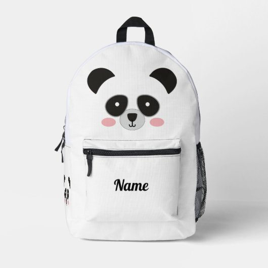 Cute Panda Face Personalized – Custom Name プリントバックパック (正面)