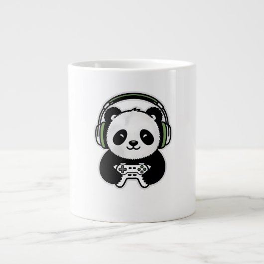 Cute Panda Gamer - Kawaii Gaming Panda with Headse ジャンボコーヒーマグカップ (正面)