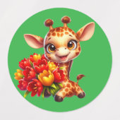 Cute Panda, Giraffe, and Rabbit Sticker Sheet with ラベル (デザイン2)