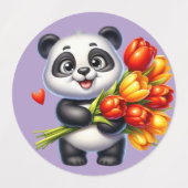 Cute Panda, Giraffe, and Rabbit Sticker Sheet with ラベル (デザイン1)