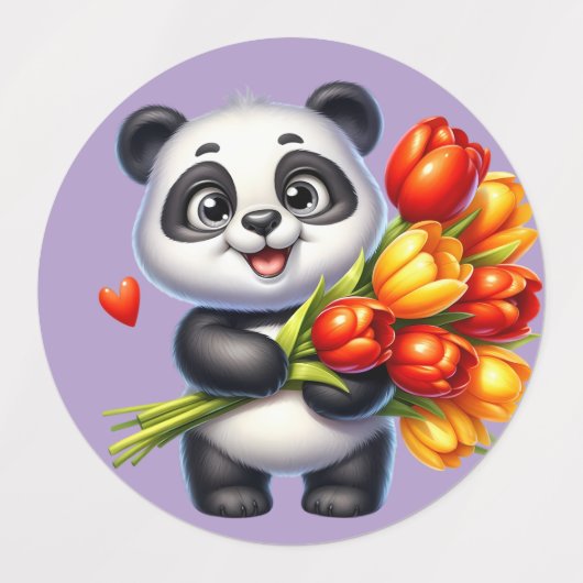 Cute Panda, Giraffe, and Rabbit Sticker Sheet with ラベル (デザイン1)