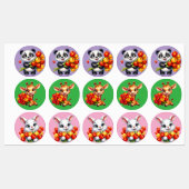 Cute Panda, Giraffe, and Rabbit Sticker Sheet with ラベル (シート)