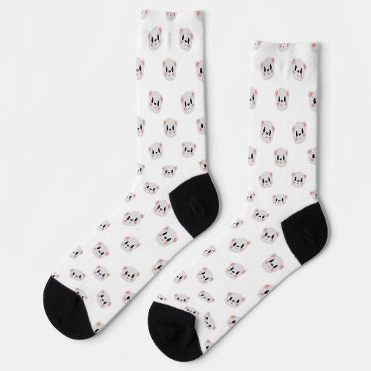 Cute Panda Grid Crew Socks ソックス (左)