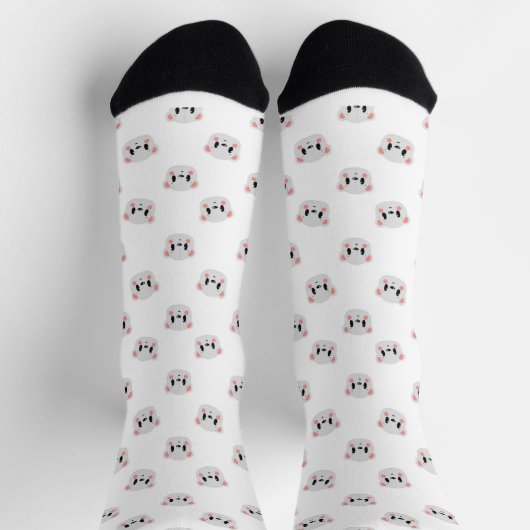 Cute Panda Grid Crew Socks ソックス (上部)