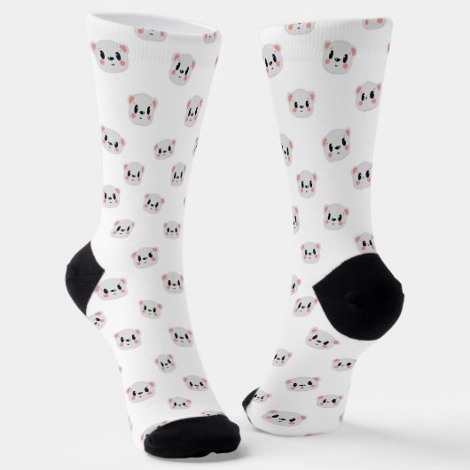 Cute Panda Grid Crew Socks ソックス (傾斜あり)