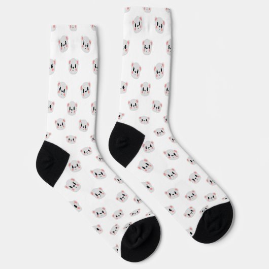 Cute Panda Grid Crew Socks ソックス (右)
