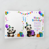 Cute Panda Happy Birthday Card | Adorable Birthday カード (内部)