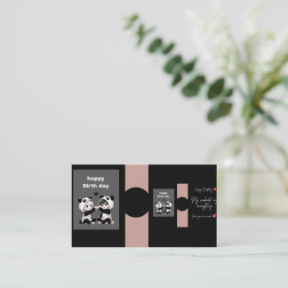 Cute Panda Happy Birthday Card | Black Aesthetic B 名刺