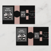 Cute Panda Happy Birthday Card | Black Aesthetic B 名刺 (正面/裏面)