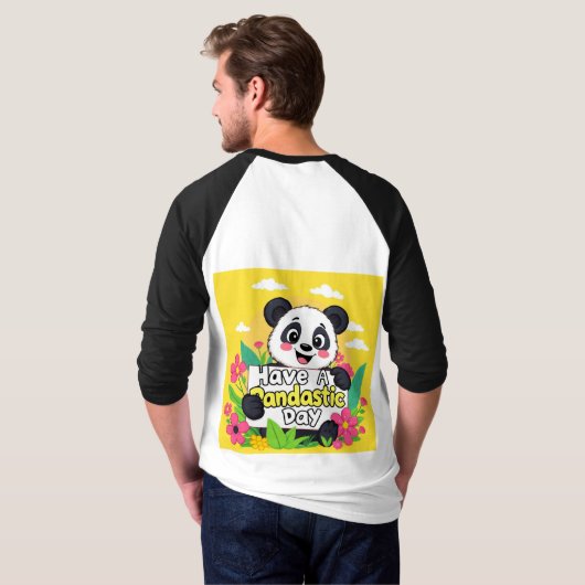 Cute Panda "Have A Pandastic Day"   Tシャツ (裏面フル)