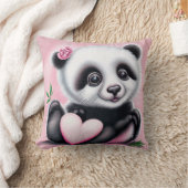 Cute panda holding a heart クッション (ブランケット)