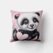 Cute panda holding a heart クッション (裏面)