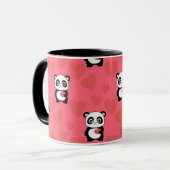 Cute Panda Holding Heart Pattern| Kawaii Valentine マグカップ (正面左)