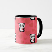 Cute Panda Holding Heart Pattern| Kawaii Valentine マグカップ (正面右)
