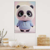 Cute Panda Hoodie – Kawaii Panda Poster Art ポスター (キッチン)