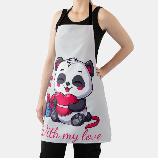 Cute Panda Hugging Heart エプロン (インサイチュ)