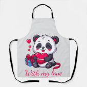 Cute Panda Hugging Heart エプロン (正面)