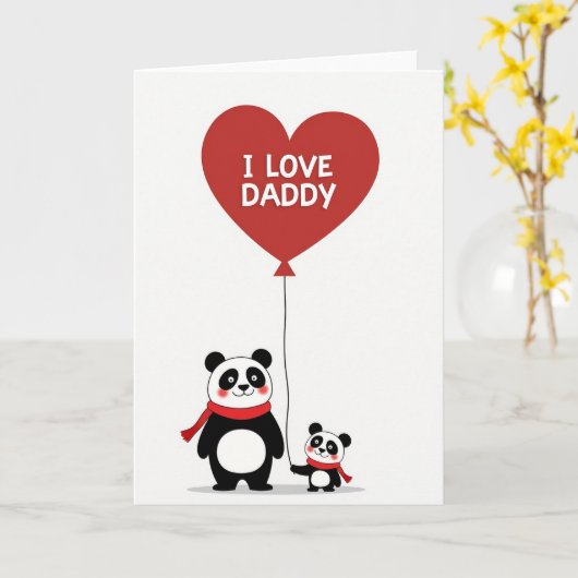 Cute Panda I Love Daddy Card カード (黄色い花)